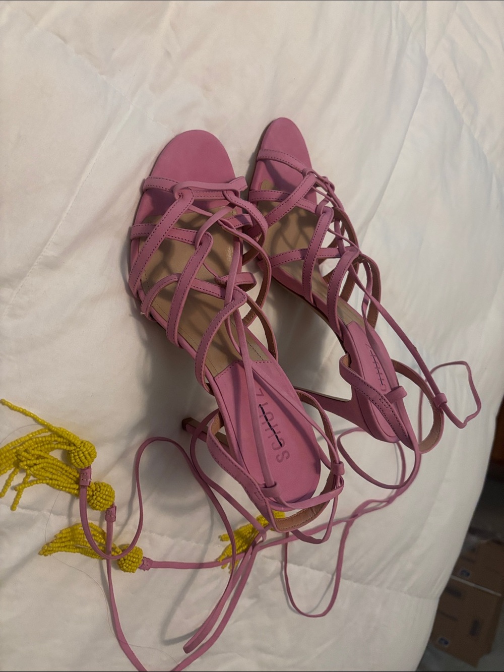 SCHUTZ Pink Lace-Up Strappy Heeled Sandals